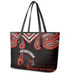 Maori Waitangi Leather Tote Bag Kotahitanga Poutama Mix Whakairo - Aussie Hoodie