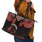 Maori Waitangi Leather Tote Bag Kotahitanga Poutama Mix Whakairo - Aussie Hoodie