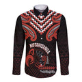 Maori Waitangi Long Sleeve Button Shirt Kotahitanga Poutama Mix Whakairo - Aussie Hoodie