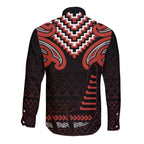 Maori Waitangi Long Sleeve Button Shirt Kotahitanga Poutama Mix Whakairo - Aussie Hoodie