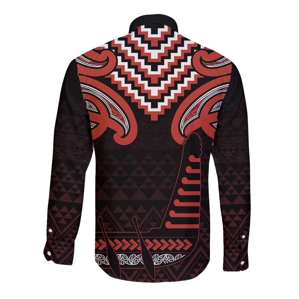 Maori Waitangi Long Sleeve Button Shirt Kotahitanga Poutama Mix Whakairo - Aussie Hoodie