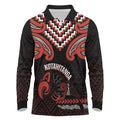 Maori Waitangi Long Sleeve Polo Shirt Kotahitanga Poutama Mix Whakairo - Aussie Hoodie
