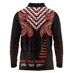 Maori Waitangi Long Sleeve Polo Shirt Kotahitanga Poutama Mix Whakairo - Aussie Hoodie