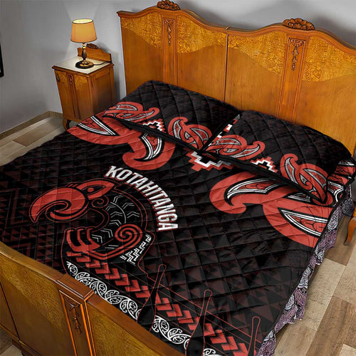 Maori Waitangi Quilt Bed Set Kotahitanga Poutama Mix Whakairo - Aussie Hoodie