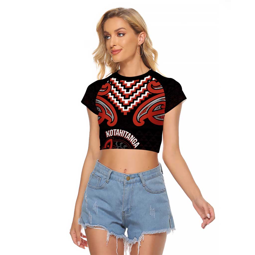 Maori Waitangi Raglan Cropped T Shirt Kotahitanga Poutama Mix Whakairo - Aussie Hoodie