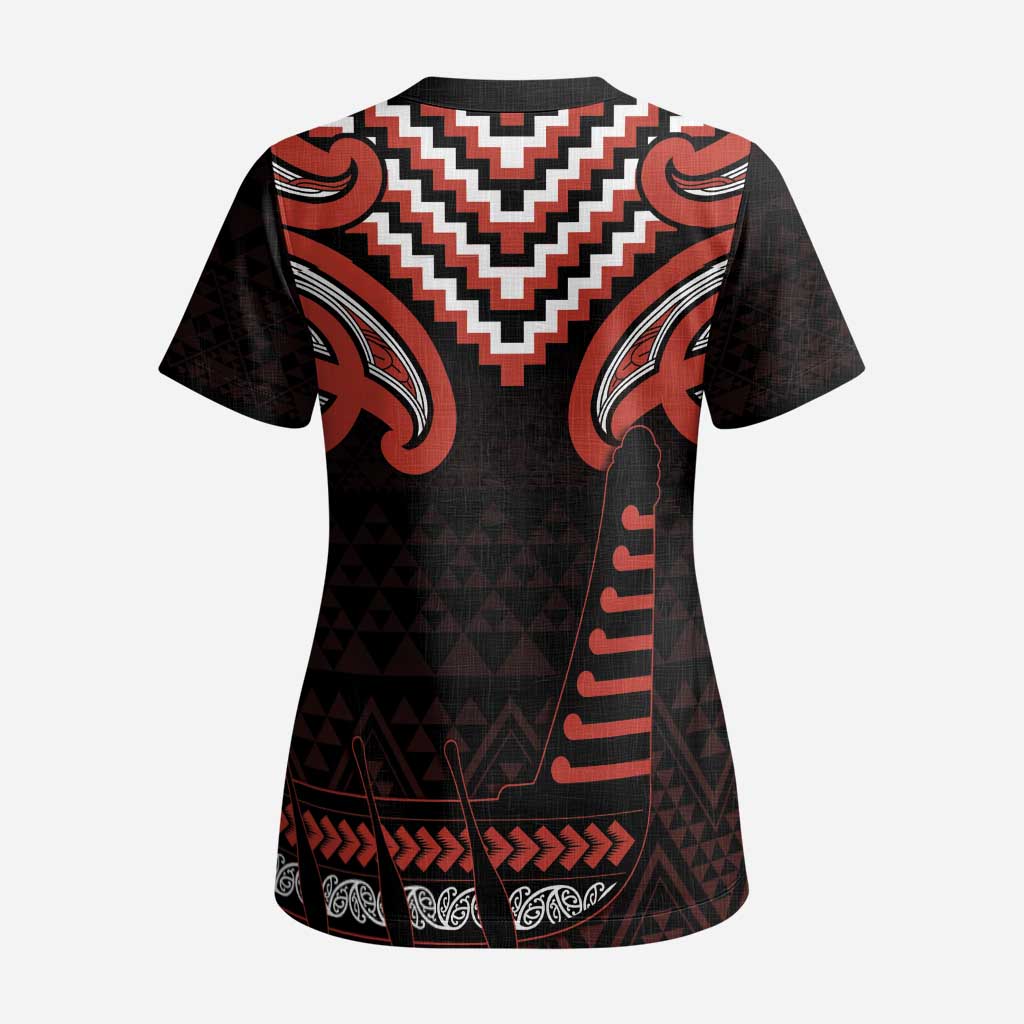 Maori Waitangi Scrub Top Kotahitanga Poutama Mix Whakairo - Aussie Hoodie