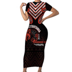 Maori Waitangi Short Sleeve Bodycon Dress Kotahitanga Poutama Mix Whakairo - Aussie Hoodie