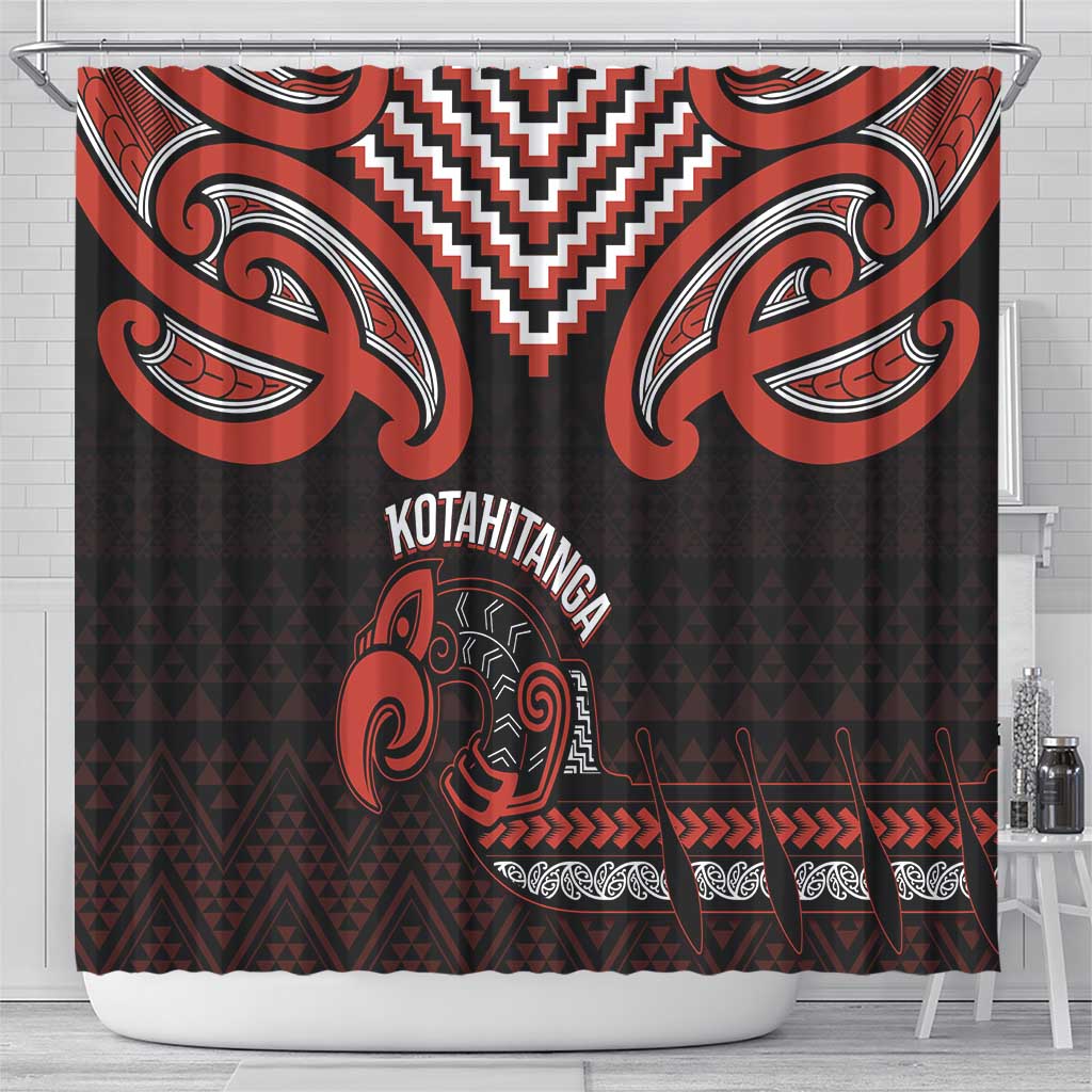 Maori Waitangi Shower Curtain Kotahitanga Poutama Mix Whakairo - Aussie Hoodie