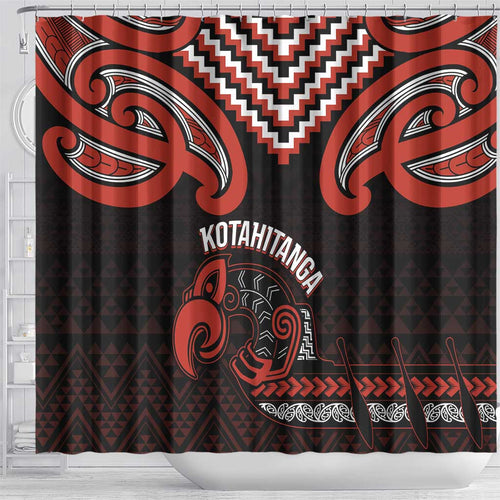 Maori Waitangi Shower Curtain Kotahitanga Poutama Mix Whakairo - Aussie Hoodie