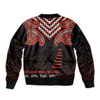 Maori Waitangi Sleeve Zip Bomber Jacket Kotahitanga Poutama Mix Whakairo - Aussie Hoodie