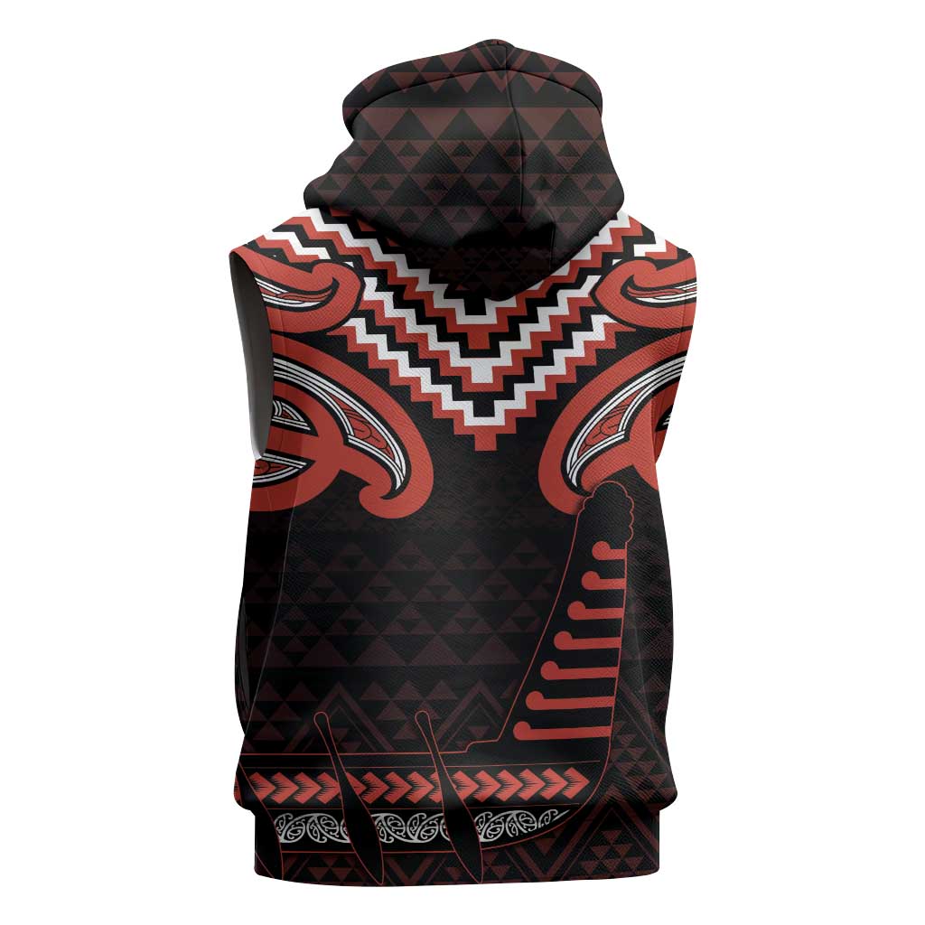 Maori Waitangi Sleeveless Hoodie Kotahitanga Poutama Mix Whakairo - Aussie Hoodie