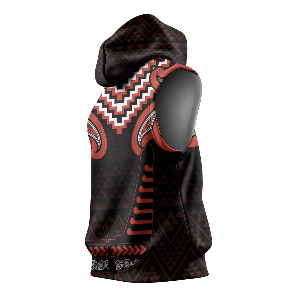 Maori Waitangi Sleeveless Hoodie Kotahitanga Poutama Mix Whakairo - Aussie Hoodie