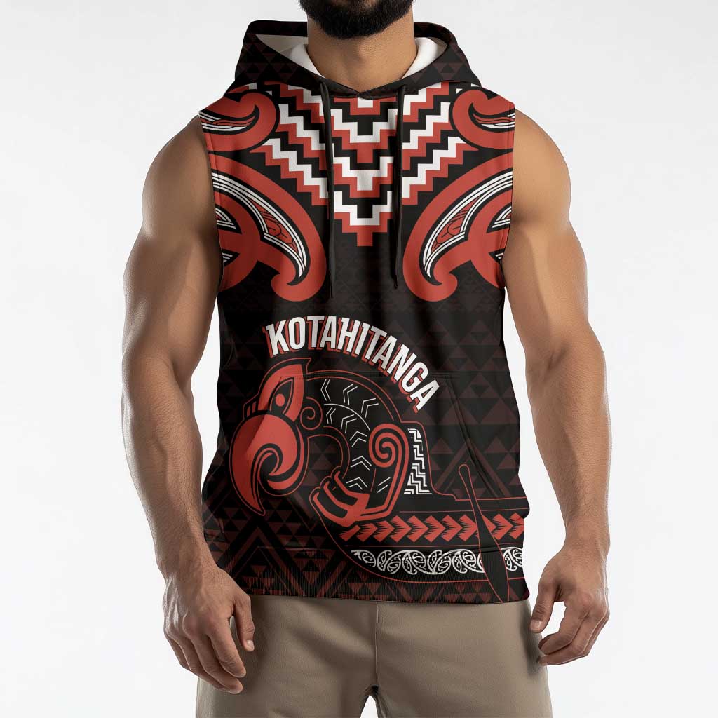 Maori Waitangi Sleeveless Hoodie Kotahitanga Poutama Mix Whakairo - Aussie Hoodie