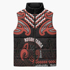 Maori Waitangi Sleeveless Puffer Jacket Kotahitanga Poutama Mix Whakairo - Aussie Hoodie