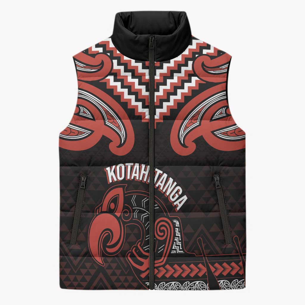 Maori Waitangi Sleeveless Puffer Jacket Kotahitanga Poutama Mix Whakairo - Aussie Hoodie