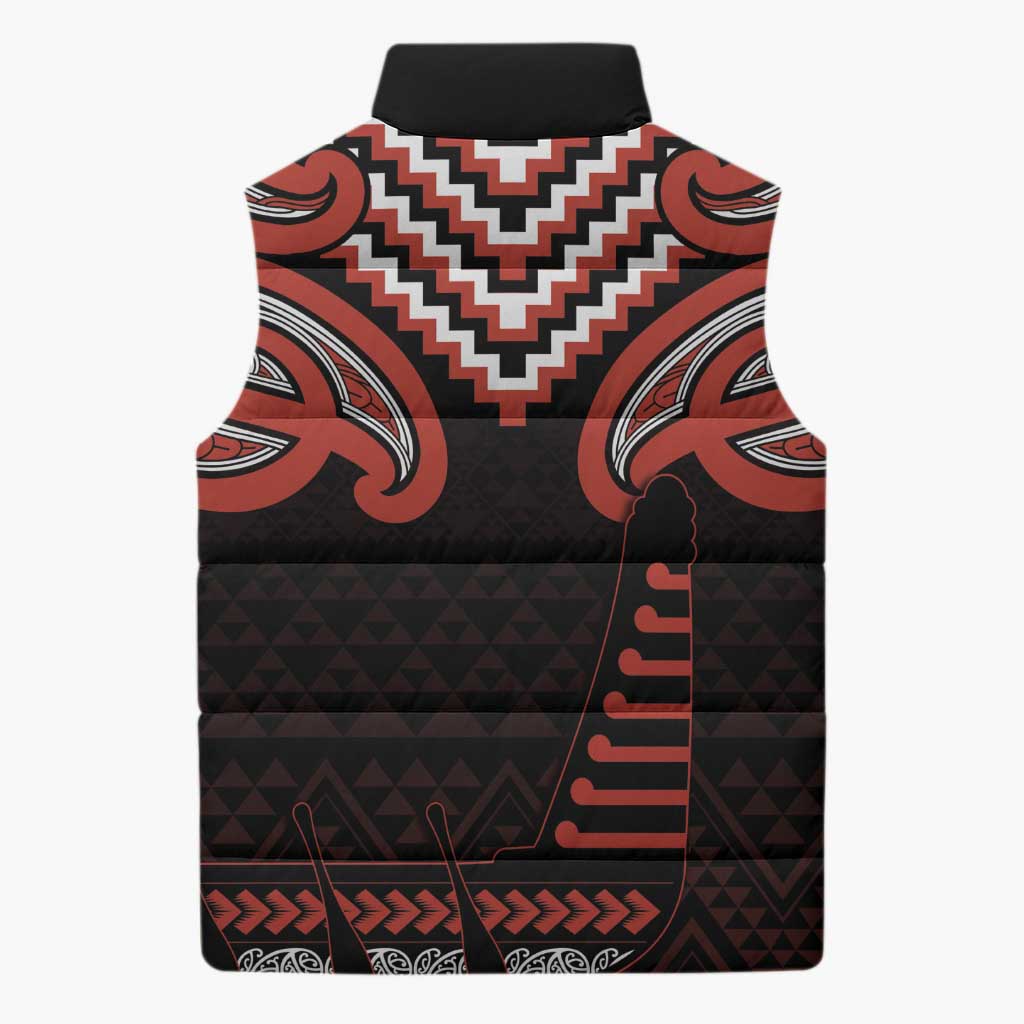 Maori Waitangi Sleeveless Puffer Jacket Kotahitanga Poutama Mix Whakairo - Aussie Hoodie
