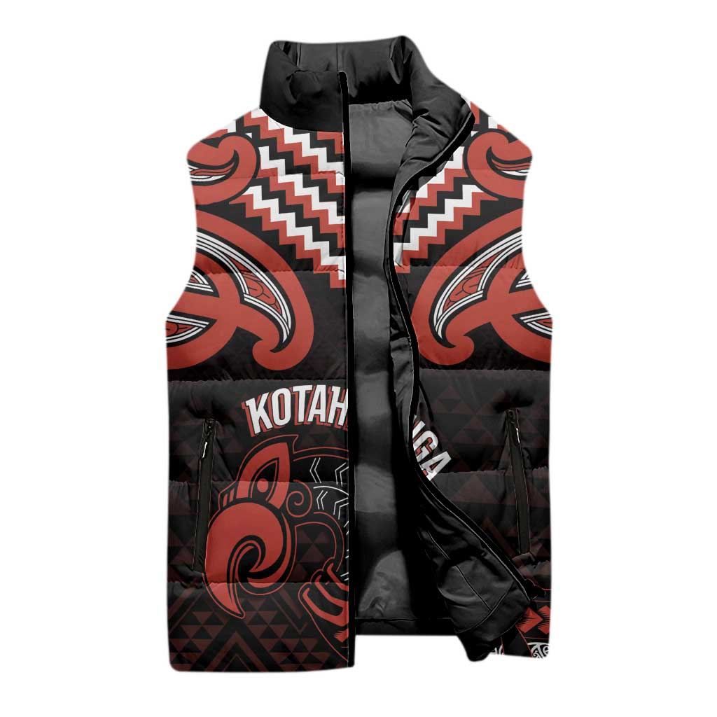 Maori Waitangi Sleeveless Puffer Jacket Kotahitanga Poutama Mix Whakairo - Aussie Hoodie