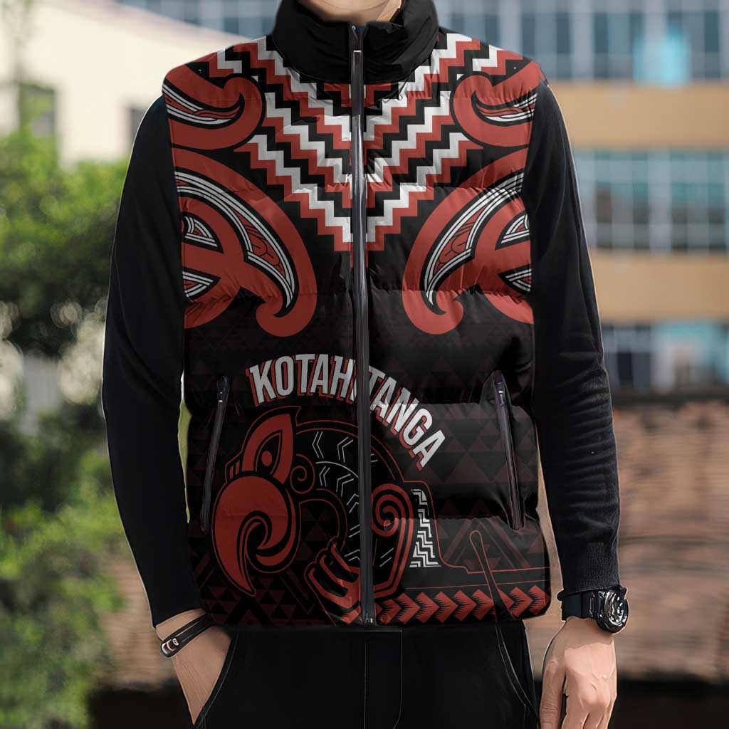 Maori Waitangi Sleeveless Puffer Jacket Kotahitanga Poutama Mix Whakairo - Aussie Hoodie