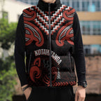 Maori Waitangi Sleeveless Puffer Jacket Kotahitanga Poutama Mix Whakairo - Aussie Hoodie