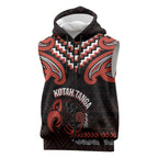 Maori Waitangi Sleeveless Zip Hoodie Kotahitanga Poutama Mix Whakairo - Aussie Hoodie
