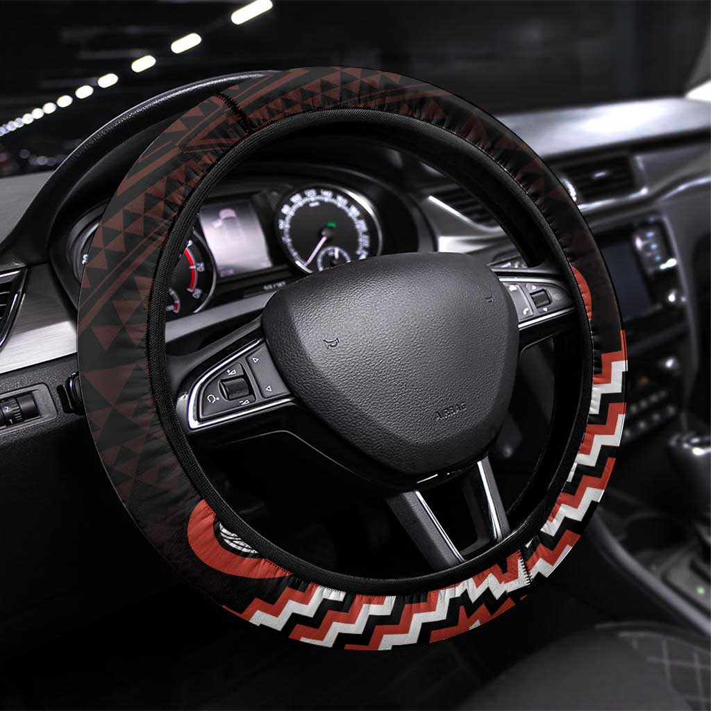 Maori Waitangi Steering Wheel Cover Kotahitanga Poutama Mix Whakairo - Aussie Hoodie