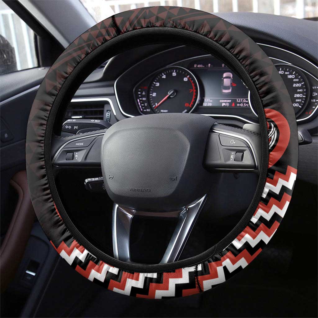 Maori Waitangi Steering Wheel Cover Kotahitanga Poutama Mix Whakairo - Aussie Hoodie
