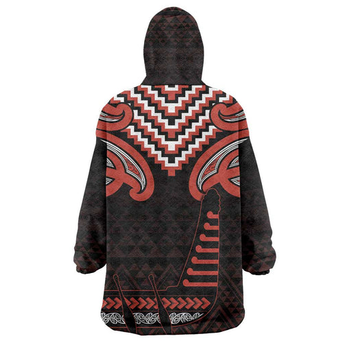Maori Waitangi Wearable Blanket Hoodie Kotahitanga Poutama Mix Whakairo - Aussie Hoodie