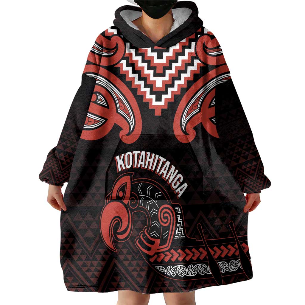 Maori Waitangi Wearable Blanket Hoodie Kotahitanga Poutama Mix Whakairo - Aussie Hoodie