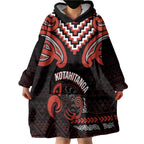 Maori Waitangi Wearable Blanket Hoodie Kotahitanga Poutama Mix Whakairo - Aussie Hoodie