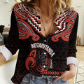 Maori Waitangi Women Casual Shirt Kotahitanga Poutama Mix Whakairo - Aussie Hoodie