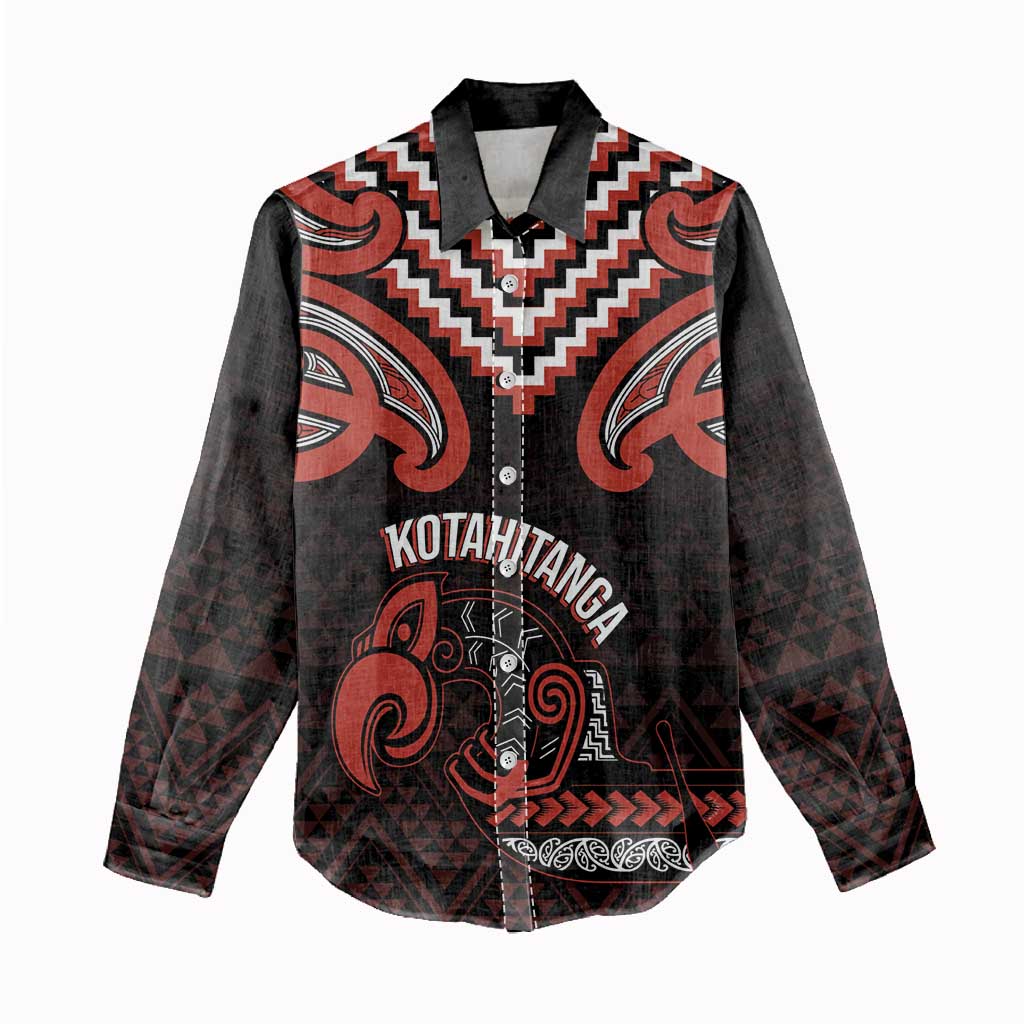 Maori Waitangi Women Casual Shirt Kotahitanga Poutama Mix Whakairo - Aussie Hoodie