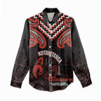 Maori Waitangi Women Casual Shirt Kotahitanga Poutama Mix Whakairo - Aussie Hoodie