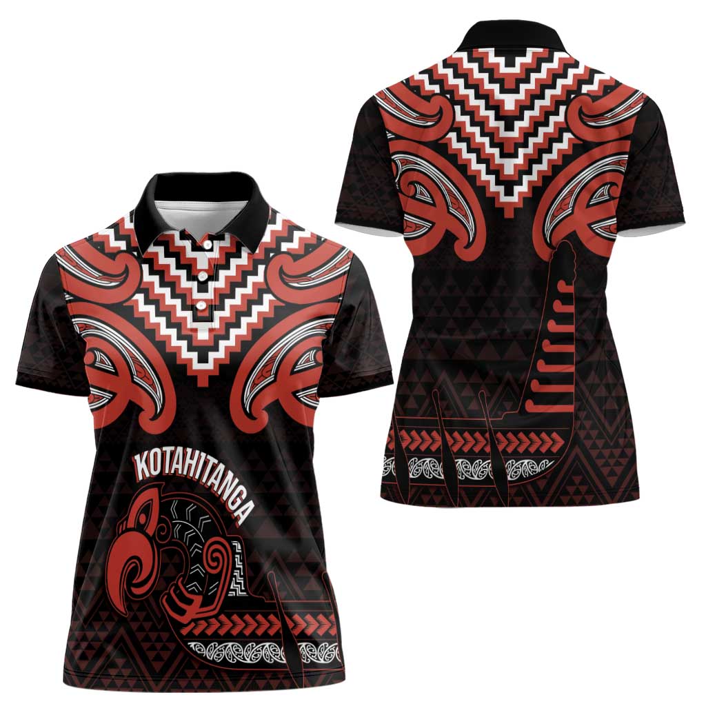 Maori Waitangi Women Polo Shirt Kotahitanga Poutama Mix Whakairo - Aussie Hoodie