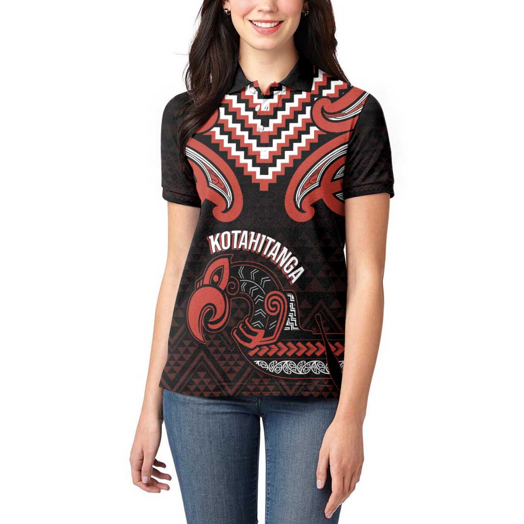 Maori Waitangi Women Polo Shirt Kotahitanga Poutama Mix Whakairo - Aussie Hoodie