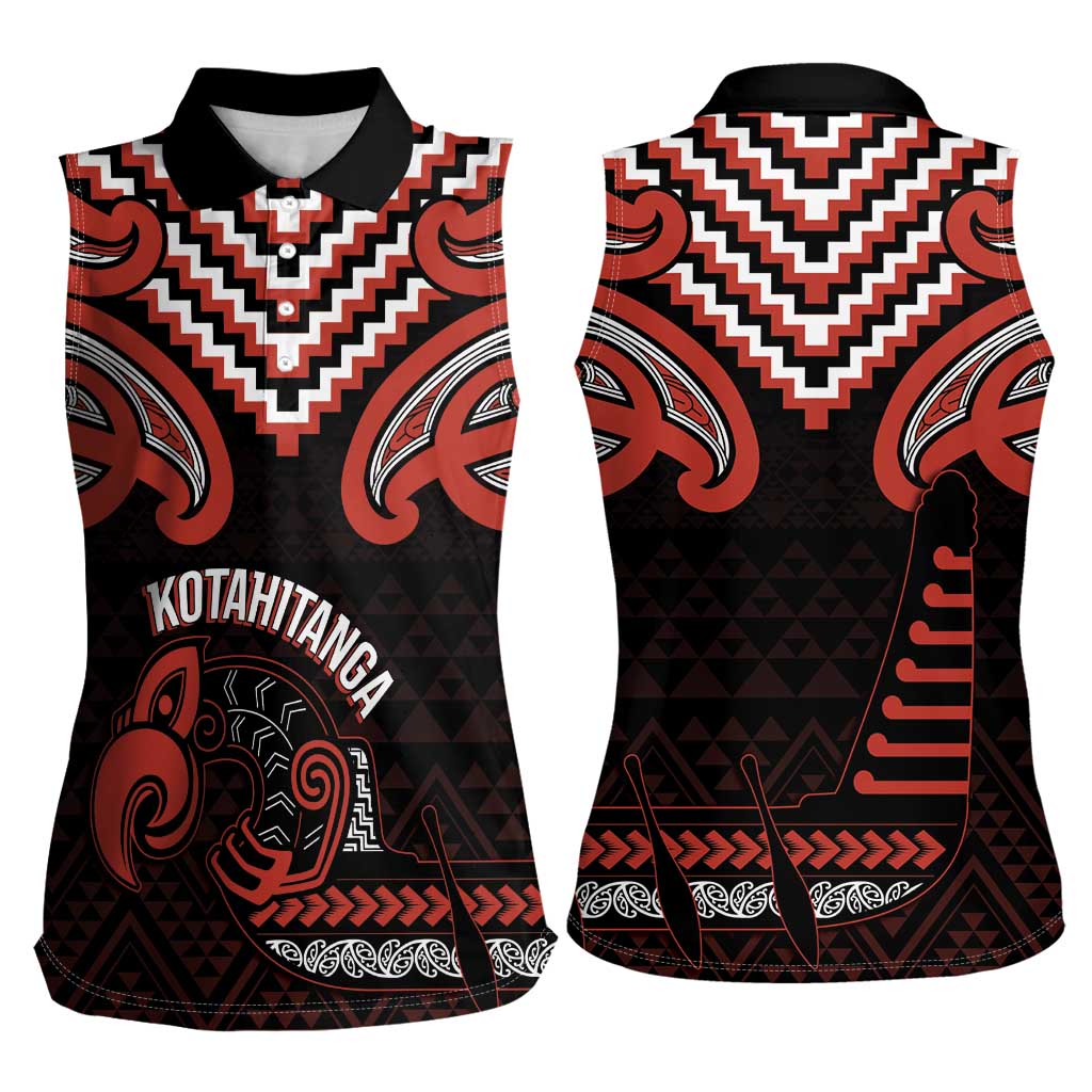 Maori Waitangi Women Sleeveless Polo Shirt Kotahitanga Poutama Mix Whakairo - Aussie Hoodie