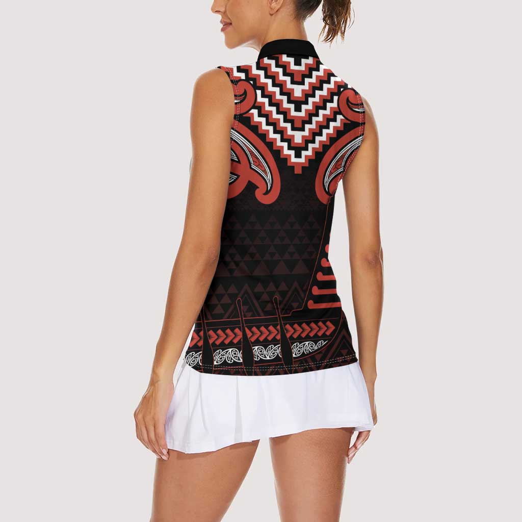 Maori Waitangi Women Sleeveless Polo Shirt Kotahitanga Poutama Mix Whakairo - Aussie Hoodie