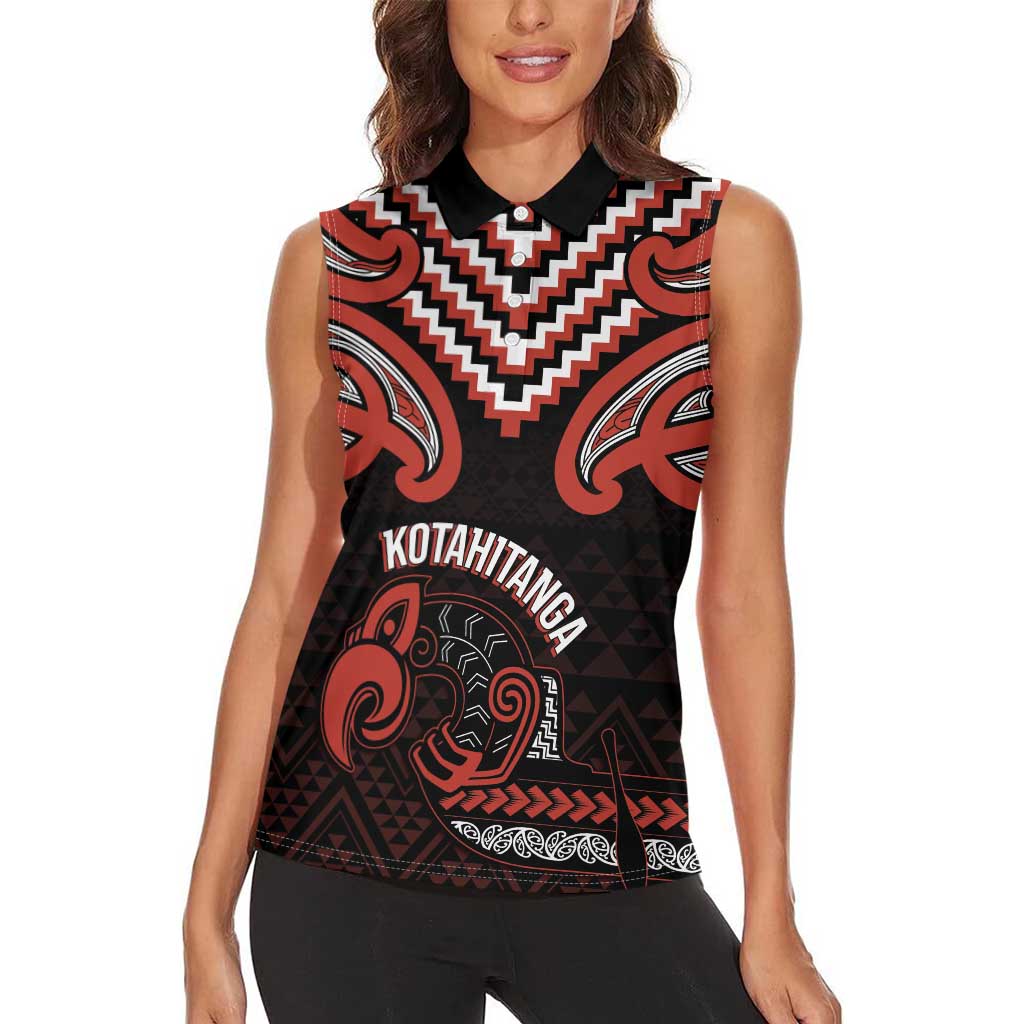Maori Waitangi Women Sleeveless Polo Shirt Kotahitanga Poutama Mix Whakairo - Aussie Hoodie