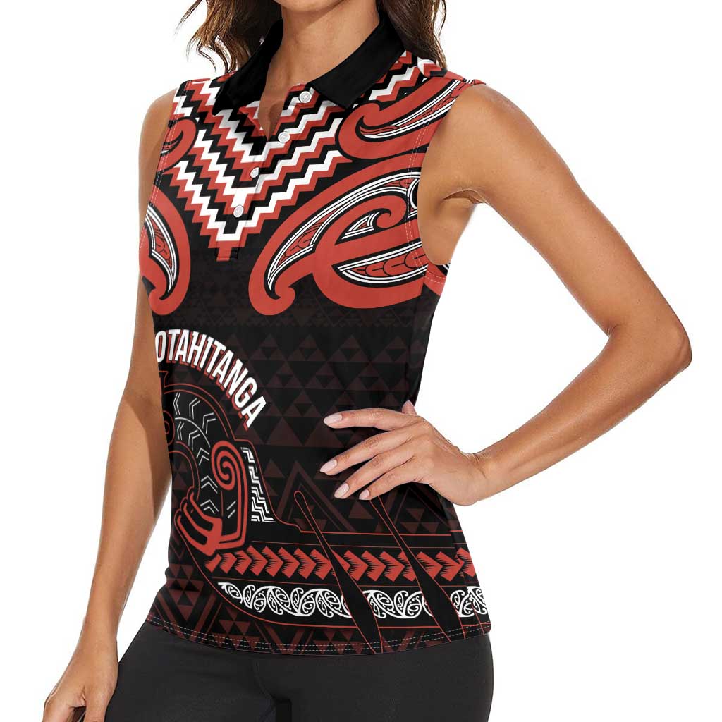 Maori Waitangi Women Sleeveless Polo Shirt Kotahitanga Poutama Mix Whakairo - Aussie Hoodie