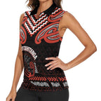 Maori Waitangi Women Sleeveless Polo Shirt Kotahitanga Poutama Mix Whakairo - Aussie Hoodie