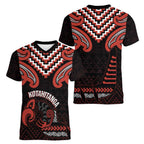 Maori Waitangi Women V-Neck T-Shirt Kotahitanga Poutama Mix Whakairo - Aussie Hoodie