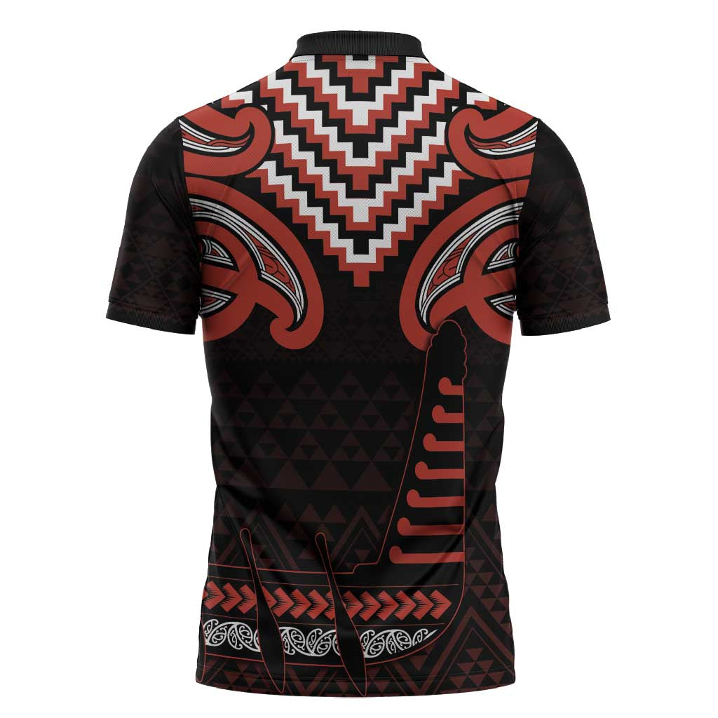 Maori Waitangi Zipper Polo Shirt Kotahitanga Poutama Mix Whakairo - Aussie Hoodie