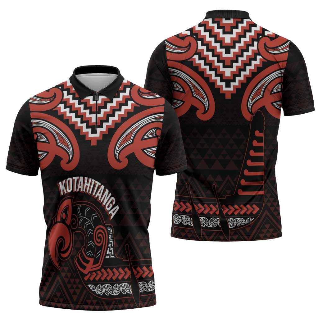 Maori Waitangi Zipper Polo Shirt Kotahitanga Poutama Mix Whakairo - Aussie Hoodie