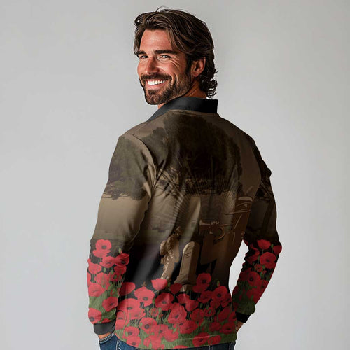 Australia - New Zealand ANZAC Lone Pine Long Sleeve Polo Shirt The Last Post