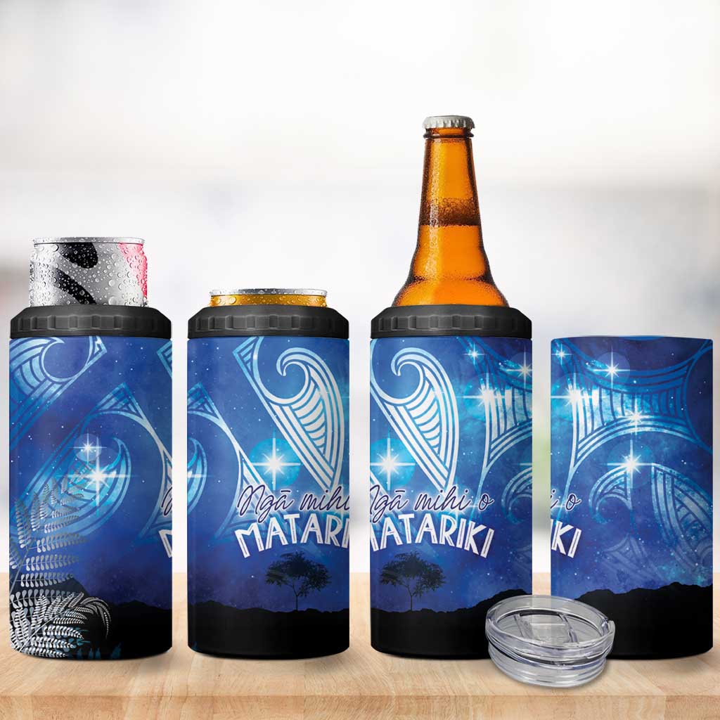 NZ Maori Matariki Scenery 4 in 1 Can Cooler Tumbler Galaxy Sky