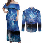 NZ Maori Matariki Scenery Couples Matching Off Shoulder Maxi Dress and Long Sleeve Button Shirt Galaxy Sky