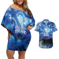 NZ Maori Matariki Scenery Couples Matching Off Shoulder Short Dress and Hawaiian Shirt Galaxy Sky