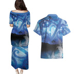 NZ Maori Matariki Scenery Couples Matching Puletasi and Hawaiian Shirt Galaxy Sky