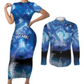 NZ Maori Matariki Scenery Couples Matching Short Sleeve Bodycon Dress and Long Sleeve Button Shirt Galaxy Sky