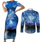 NZ Maori Matariki Scenery Couples Matching Short Sleeve Bodycon Dress and Long Sleeve Button Shirt Galaxy Sky