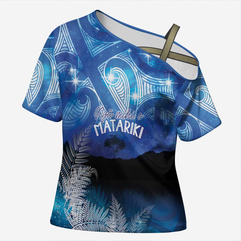 NZ Maori Matariki Scenery Cross Shoulder Shirt Galaxy Sky